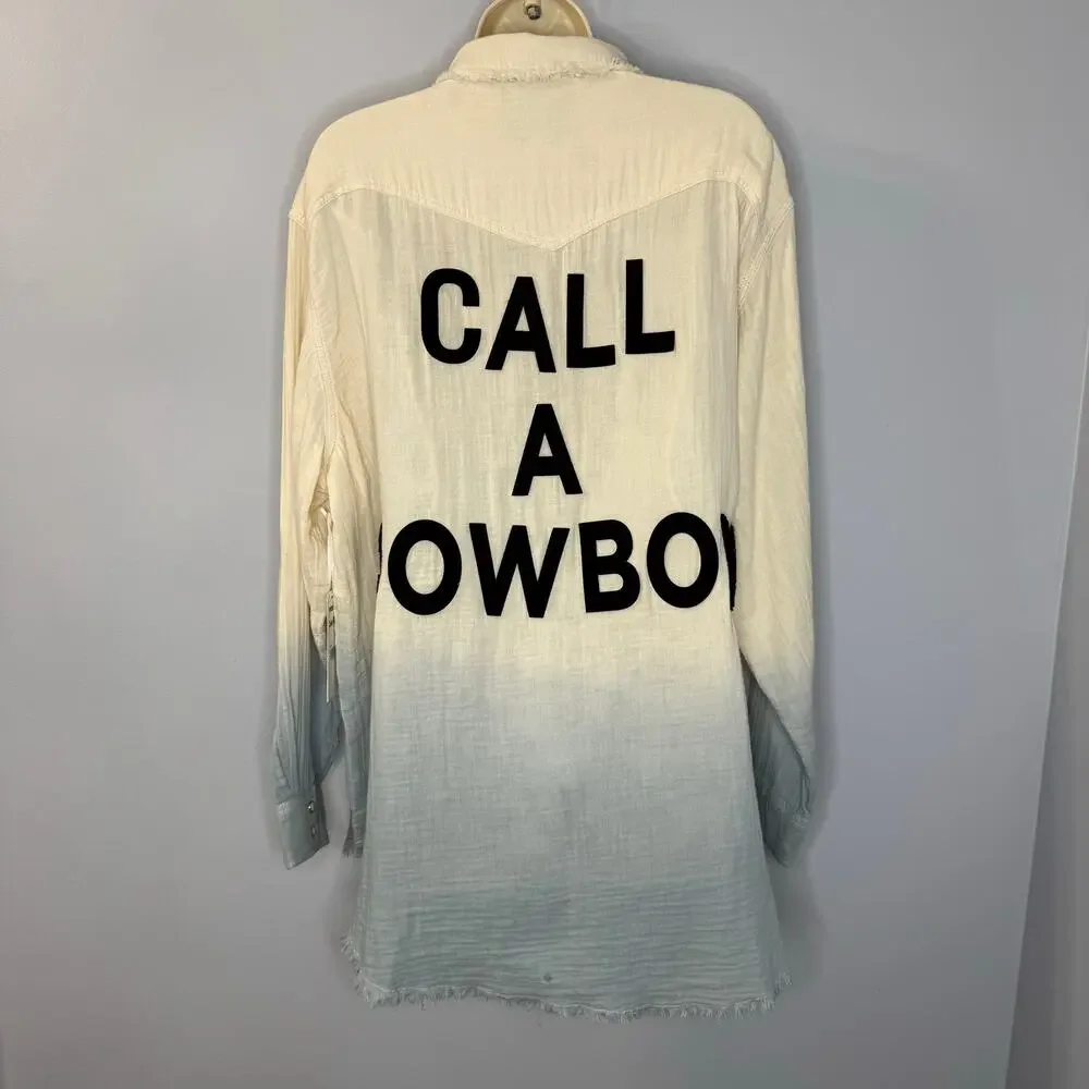 Wrangler x Lainey Wilson Gauzy Dip-Dye Western Snap Shirt Rodeo Rancho Women's L - Picture 2 of 15